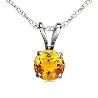 Dazzlingrock Collection 6 mm Round Cut Ladies Solitaire Pendant (Silver Chain Included), Sterling Silver
