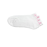 Fundraising For A Cause Breast Cancer Awareness Pink Ribbon Ankle Socks (10 Pairs in a Bag)