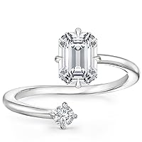 JEWELERYIUM 5 CT Emerald Cut Colorless Moissanite Engagement Ring, Wedding/Bridal Ring Set, Halo Style, Solid Sterling Silver Anniversary Bridal Jewelry, Awesome Birthday Gifts for Her