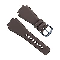 Ewatchparts 24MM SILICONE RUBBER WATCH BAND STRAP COMPATIBLE WITH BELL ROSS BR-01-BR-03 BROWN BLACK PVD