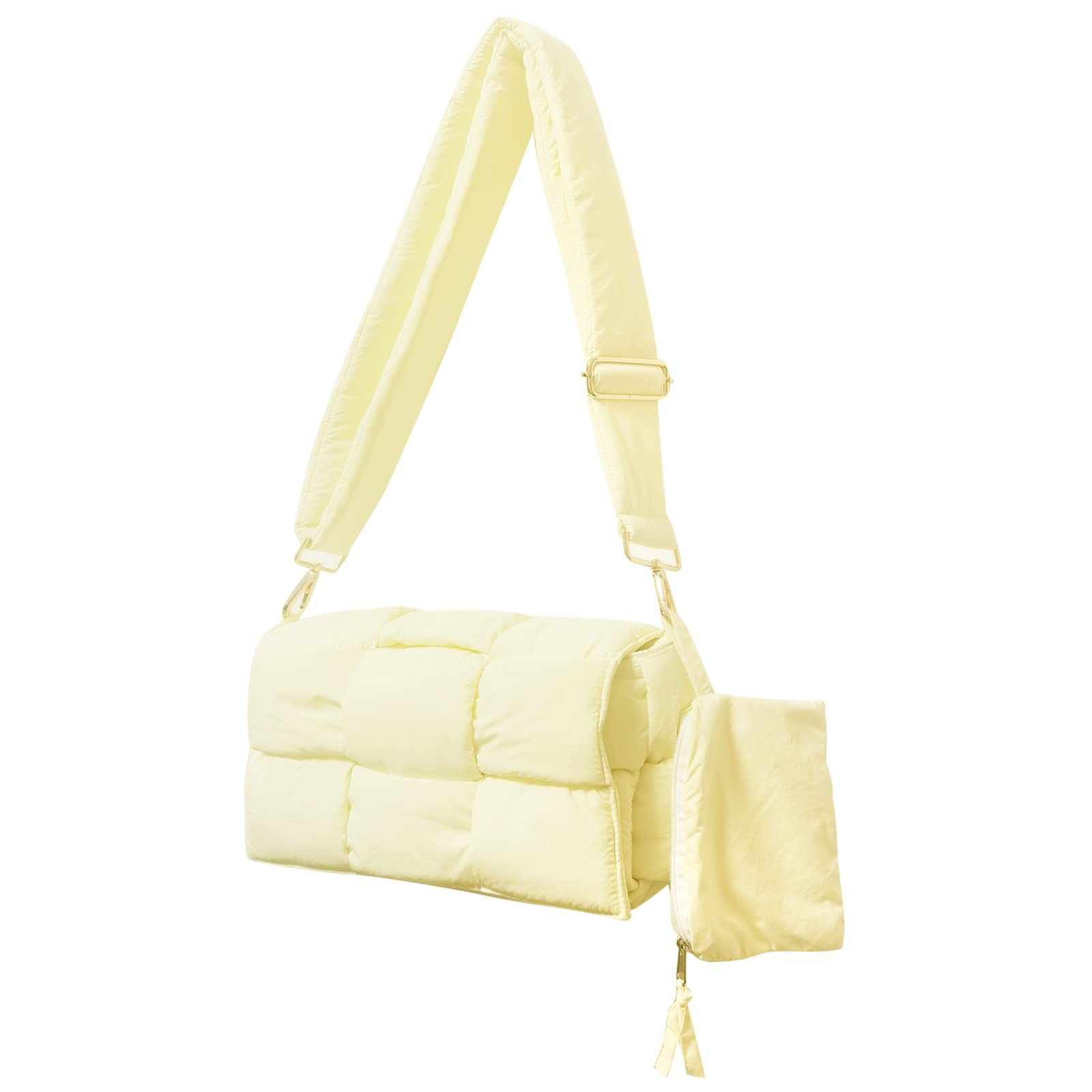 NAARIIAN puffer purse woven padded cassette crossbody bag with coins organizer nylon lightweight women's shoulder handbag
