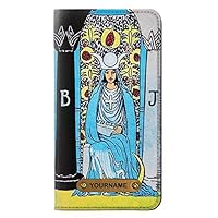 RW2837 The High Priestess Vintage Tarot Card PU Leather Flip Case Cover for iPhone 11 with Personalized Your Name on Leather Tag
