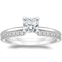 Moissanite Engagement Rings for Women, Women's Solitaire Engagement Moissanite Promise Rings 925 Sterling Silver with 18K Gold, Colorless VVS1 Wedding Bands Moissanite Ring 3 CT