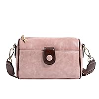 Bcony Women's Fashion Leather Shoulder Bag with Adjustable Straps, Pink, pink, 22*14*11cm