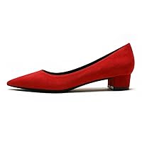 Women Pointed-Toe Low Block Heels Closed Toe Chunky Pumps Comfortable Party Office Wedding Elegant Slip On Pump Shoes