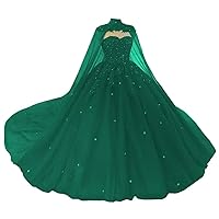 Women's Quinceanera Dress with Cape Lace Sequins Formal Ball Gowns Sweetheart