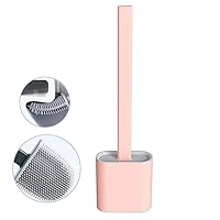 Revolutionary Silicone Flex Toilet Brush with Holder,No-Slip Long Handle Toilet Brush with Holder, Standing Holder & Wall Mounting Cleaning Brush Set (Pink)