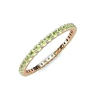 Peridot 1 ctw Common Prong Womens Eternity Wedding Anniversary Stackable Band 14K Gold