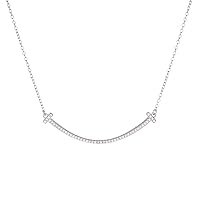 Minimalist Cubic Zirconia Smile Necklace Double T Pendant Bar Necklace for Girls Jewelry
