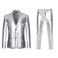 Men's Shiny Gold Blazer+Pants 2 Pieces Suits Party DJ Club Dress Tuxedo Suit Men Stage Singer Clothes