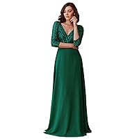 Womens Fall Fashion 2022 Contrast Sequin Chiffon Prom Dress (Color : Green, Size : X-Large)