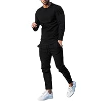 Mens Sweatsuits Casual 2 Piece Track Suits Long Sleeve Pullover Tops and Pants Set Slim Fit Athletic Tracksuit