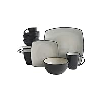 Square Reactive Glaze Stoneware Dinnerware Set, Service for 4 (16pc), Sand