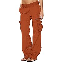 Womens Baggy Cargo Pants Y2K Teen Girls Trendy Low Rise Parachute Pants Wide Leg Trousers Athletic Jogger Hiking Pants