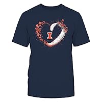 FanPrint Illinois Fighting Illini - Beautiful Heart - Color Drop - University Team Logo T-Shirt