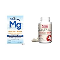 SlowMag Muscle + Heart Magnesium Chloride with Calcium & Jarrow Methyl Folate for Cardiovascular, Neurologic Health & Muscle Support