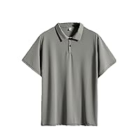 Summer Men Hole Breathable Polo Shirt, Short Sleeve Quick Dry Elasticity Plus Size Ice Silk Tees