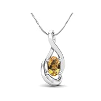 MOONEYE Dainty Oval Cut Minimalist Solitaire Citrine Pendant Necklace 925 Sterling Silver Oval Shape 5x3mm
