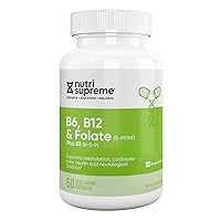 Nutri Supreme, Folate with B6 and B12, Helps Maintain Normal Homocysteine Levels and Cardiovascular Health, 60 Count, Kosher Certified