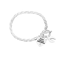 Fundraising For A Cause | Bone Cancer Awareness Charm Bracelet with Accent String - White Ribbon Bracelet for Bone Cancer Awareness (1 Bracelet)
