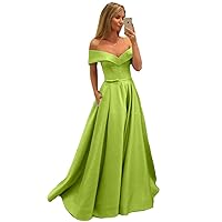 Women's Sweetheart Neckline Prom Dress Off Shoulder A Line Party Gown Dress with Pockets