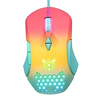 Gaming Mouse Wired, Gradient 2.4G USB Mouse with RGB Backlight, Silent Office Mouse with Honeycomb Shell, 6 Adjustable DPI UP to 6400, Colorful Gaming Mouse for Windows/PC/Mac/Laptop (Color)