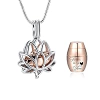 Cremation Jewelry for Ashes Pendant - Lotus Urn Necklace with Mini Keepsake Urn Memorial Ash Jewelry For Women Men