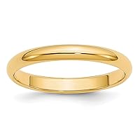Jewels By Lux Solid 10k Yellow Gold 3mm Half Round Wedding Ring Band Available in Sizes 5 to 7 (Band Width: 3 mm)