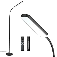 Floor Lamp, 15w/1000lm Bright LED Floor Lamp with Stepless Adjustable 3000K-6000K Colors and Dimmer, Remote and Touch Control, Adjustable Gooseneck Floor Lamp for Living Room