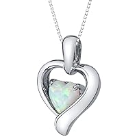 PEORA Sterling Silver Heart in Heart Solitaire Pendant Necklace for Women in Various Gemstones, Heart Shape 6mm, with 18 inch Italian Chain