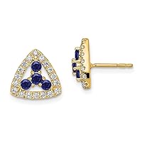 14k Gold Yg Lab Grown Diamond Si1 Si2 G H I Created Sapp Triangle Post Earrings Measures 10.15x10. Jewelry for Women