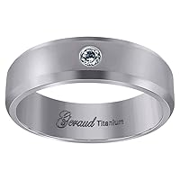 Titanium Mens CZ Cubic Zirconia Simulated Diamond Cubic Zirconia Beveled Edge Comfort Fit Wedding Band 6mm Jewelry for Men - Ring Size Options: 10 10.5 11 11.5 12 7 7.5 8 8.5 9 9.5