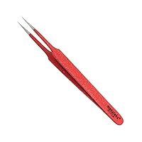Red Eyelash Extension & Ingrown Hair Tweezer Pointed Tip Precision Extra Sharp and Perfectly Aligned for Eyelash Extension & Ingrown Hair Treatment & Splinter Removal For Men and Women