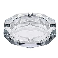 Crystal Glass Ashtray, Octagon Ash tray Cigar Cigarettes Ashtray Holder Office Home Desktop Tabletop Decoration,Crystal Clear