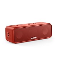 Soundcore 3 by Anker, Bluetooth Speaker with USB-C Connection, Stereo Sound, BassUp, Pure Titanium Diaphragm Drivers, 24H Playtime, IPX7 Waterproof, PartyCast, App, Custom EQ, for Travel & Home - Red