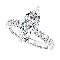 JEWELERYIUM 4 CT Marquise Cut Colorless Moissanite Engagement Ring, Wedding/Bridal Ring Set, Halo Style, Solid Sterling Silver, Anniversary Bridal Jewelry, Best Rings for Women