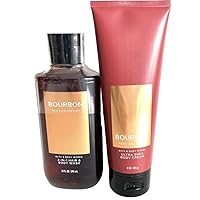 Bath and Body Works Men's Collection Ultra Shea Body Cream & 2 in 1 Hair and Body Wash BOURBON.