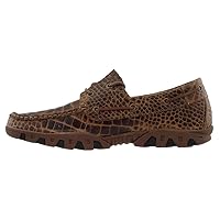Italia Mens Print Crocodile Belly Boat Casual Shoes - Brown