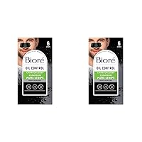 Biore Men's Pore Strips for Blackhead Removal - Deep Cleansing Nose Strips With Natural Charcoal for Instant Pore Unclogging, 6 Count (Pack of 2)