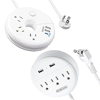 Travel Power Strip + 2 Prong to 3 Prong Outlet Adapter, with 3 USB Ports(1 USB C), Compact Travel Essentials for Office, Home, Hotel, Cruise Accessories Must Haves, White