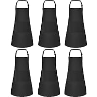 6 Pack Kids Apron bulk with 2 Pockets Adjustable Chef Art Apron Kids Painting Aprons for Cooking Baking Painting Crafting Grilling Activity（Black）