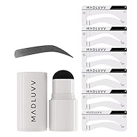 MADLUVV Eyebrow Stencil Kit - Easy-to-Use, Natural Look, 6 Popular Shapes, Used by Professionals - Includes Stamp, Stencils, Spoolie, and Travel Bag (Nearly Black)