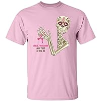 Check Your Boobs Mine Tried to Kill Me T-Shirt - Breast Cancer Awareness Skeleton
