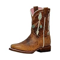 ROPER Boys Youth Brown Leather Arrow Feather 10In Cowboy Boots