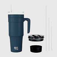 40 oz Tumbler with Handle, Leak-proof Lid and Straw - Vacuum Insulated Stainless Steel Travel Mug Water, Iced Tea or Coffee, Gifts for Women, Men(Navy Blue)