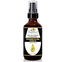 100% Pure Vitamin E Oil (4oz / 118mL) - 75,000 IU Plant Based Natural D-Alpha Tocopherol for Hydrated Skin, Scars, Age Spot, Full Bathe Body Oil, Nails, Face & Hair