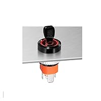 16mm Waterproof High Current Metal Button Toggle Switch with LED Blue Wave Factory Direct Sales with Indicator 5-24V Latching 2 Gears 1NO1NC (Color : Black red Ring, Size : 220v)