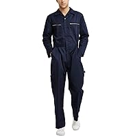 TopTie Men's Long Sleeve Coverall Action Back Coverall with Zipper Pockets, Mechanic Uniform