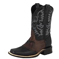 Texas Legacy Mens Black Western Leather Cowboy Boots Longhorn Bull Square Toe 6.5 D(M) US