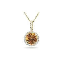 0.23 Cts Diamond & 3.01 Cts Citrine Pendant in 14K Yellow Gold